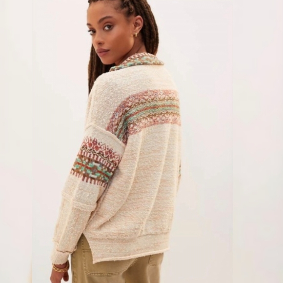 Pilcro Urban Outfitters Boho Multicolor V-neck Sweater Sz Sm - Picture 11 of 12